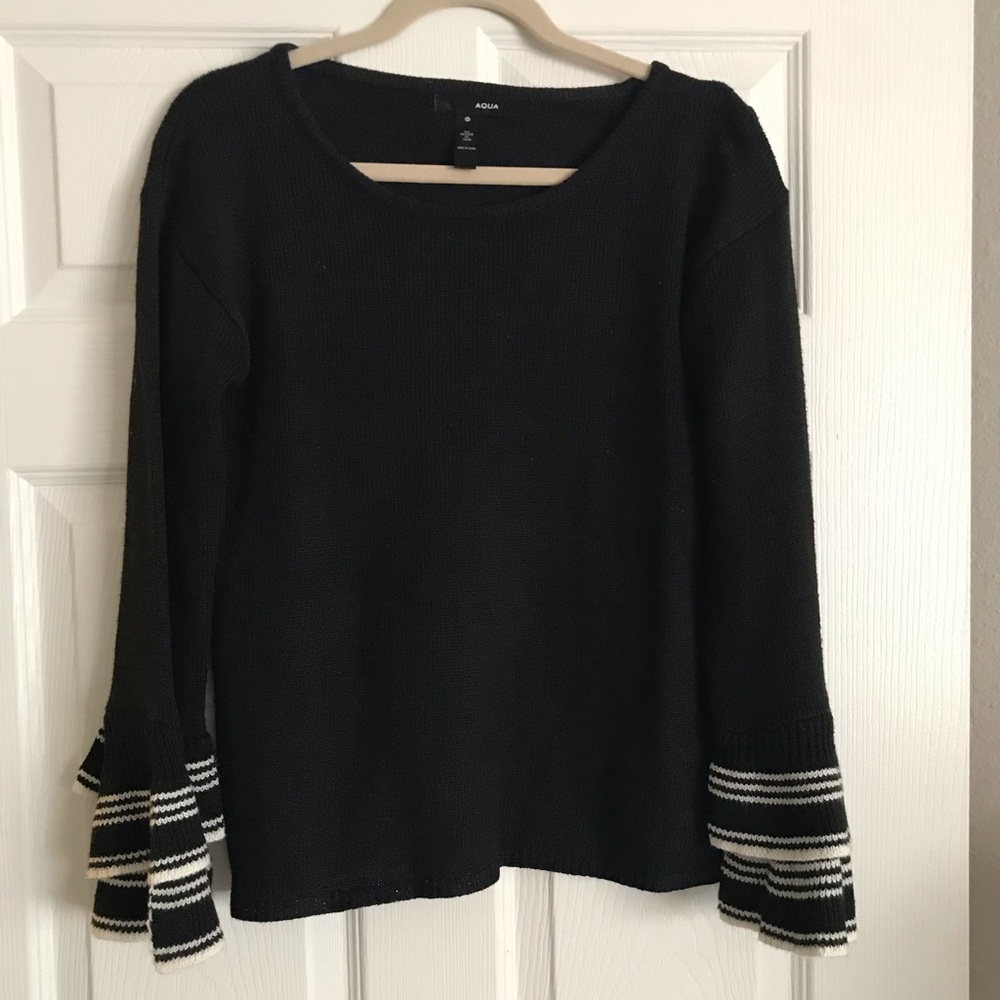 Aqua asymmetric Bell-Sleeve Sweater!